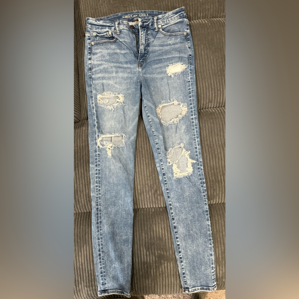 American Eagle distressed acid wash jeans